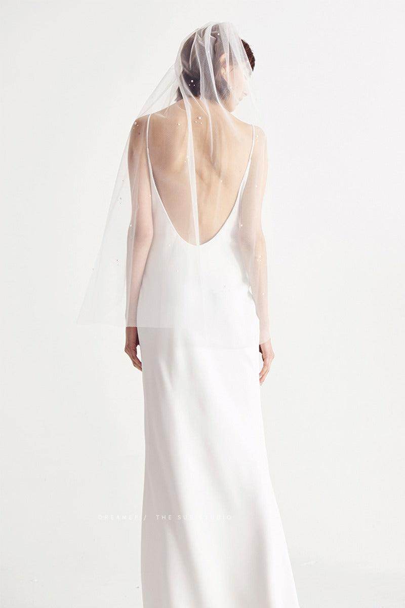 Sheath-Column Floor Length Elastic Cloth Wedding Dress 835205736869 - COCOMELODY