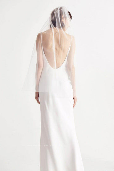 Sheath-Column Floor Length Elastic Cloth Wedding Dress 835205736869 - COCOMELODY