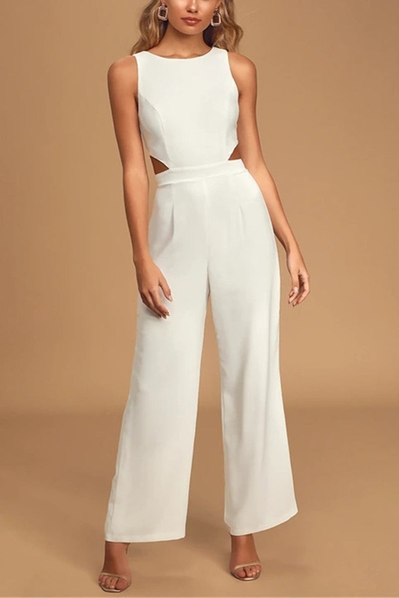 Bateau Ankle Length Chiffon Wedding Jumpsuit 728650397555