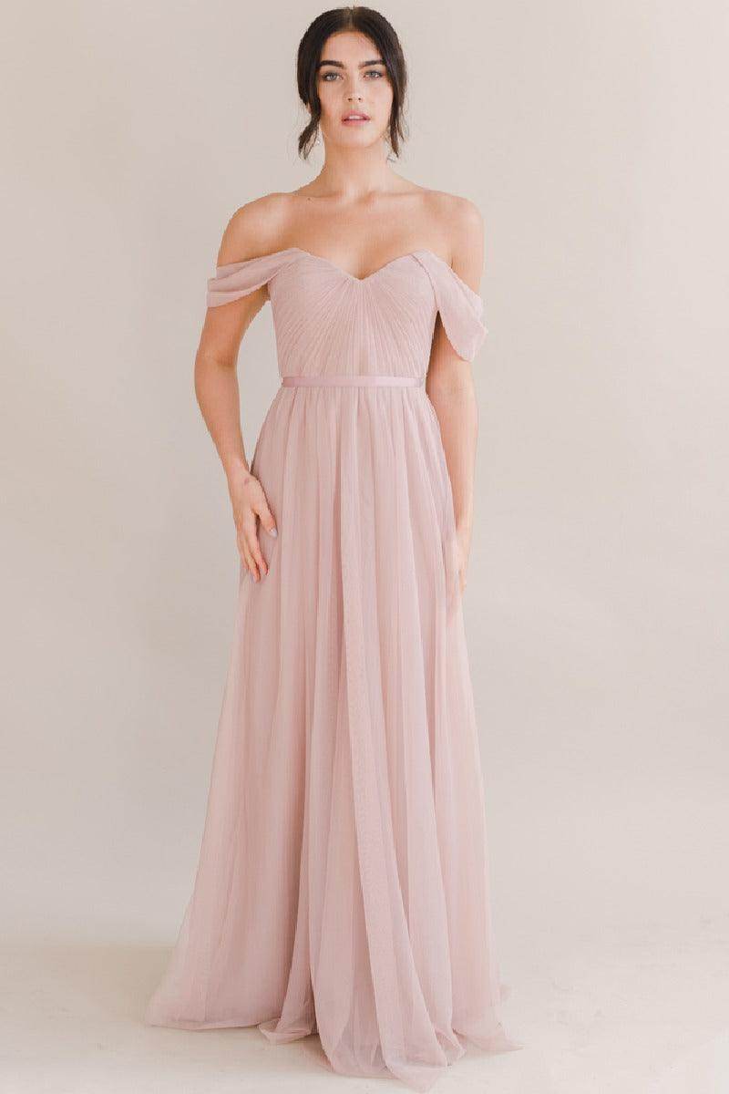 A-Line Maxi Tulle Bridesmaid Dress 775779850239 - COCOMELODY