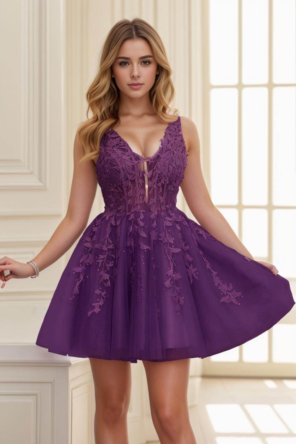 A-line Short-Mini Tulle Prom Dress CS0410 - COCOMELODY