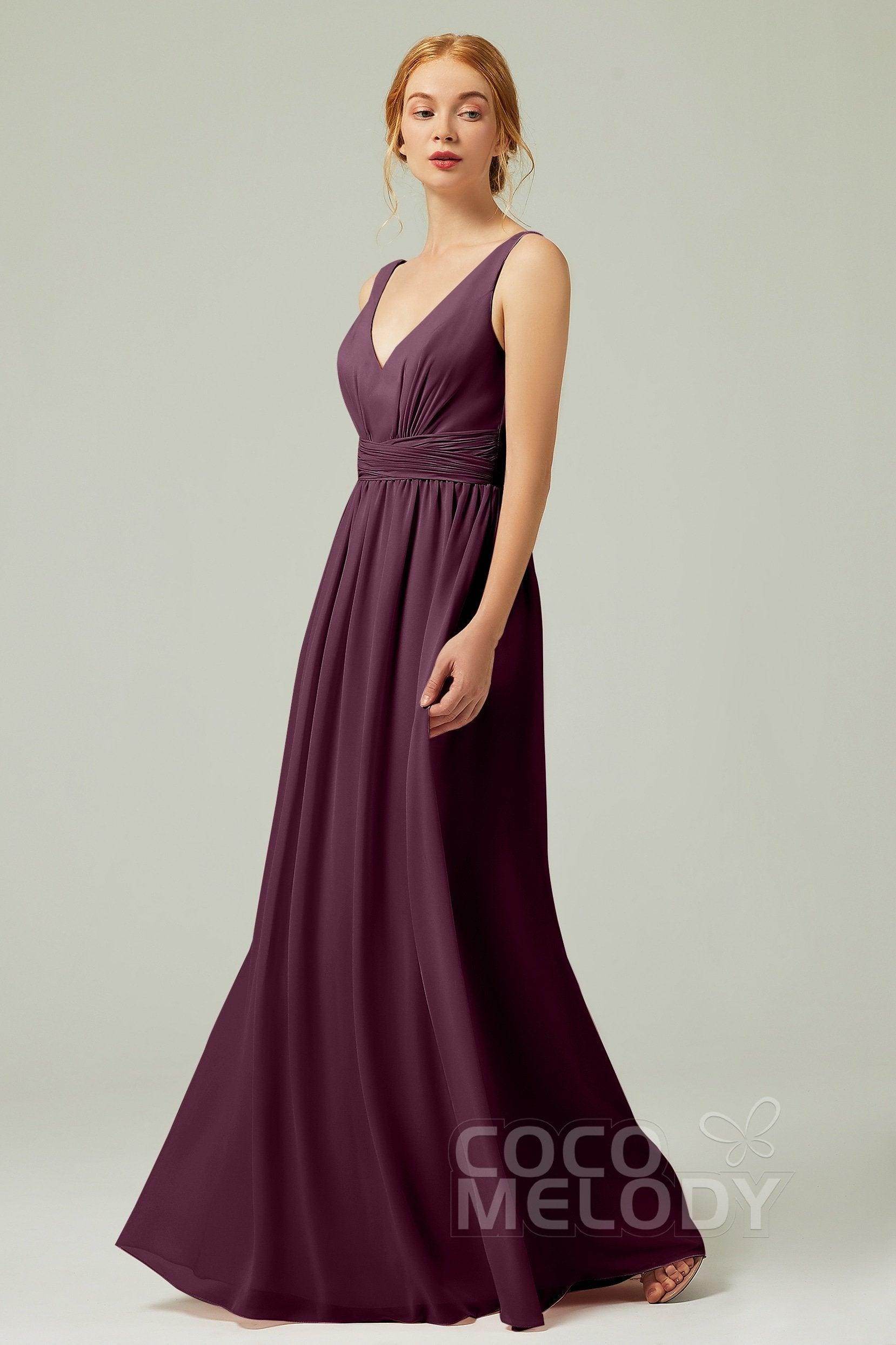A-Line Floor Length Chiffon Bridesmaid Dress CB0318 - COCOMELODY