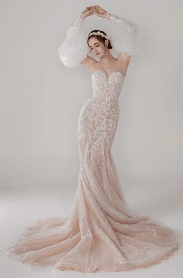 Trumpet-Mermaid Chapel Train Lace Wedding Dress CW2493 - COCOMELODY
