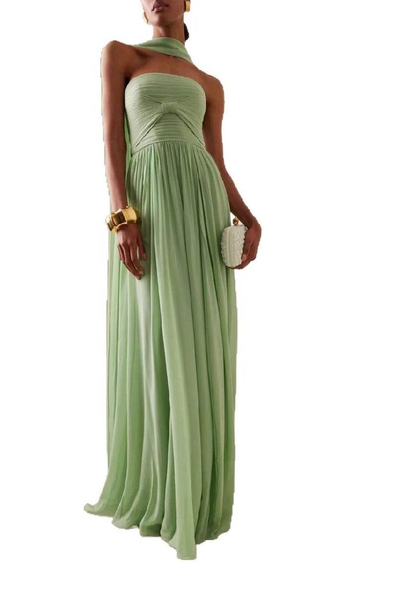 A-line Maxi Chiffon Wedding Guest Dresses 899235459574 - COCOMELODY