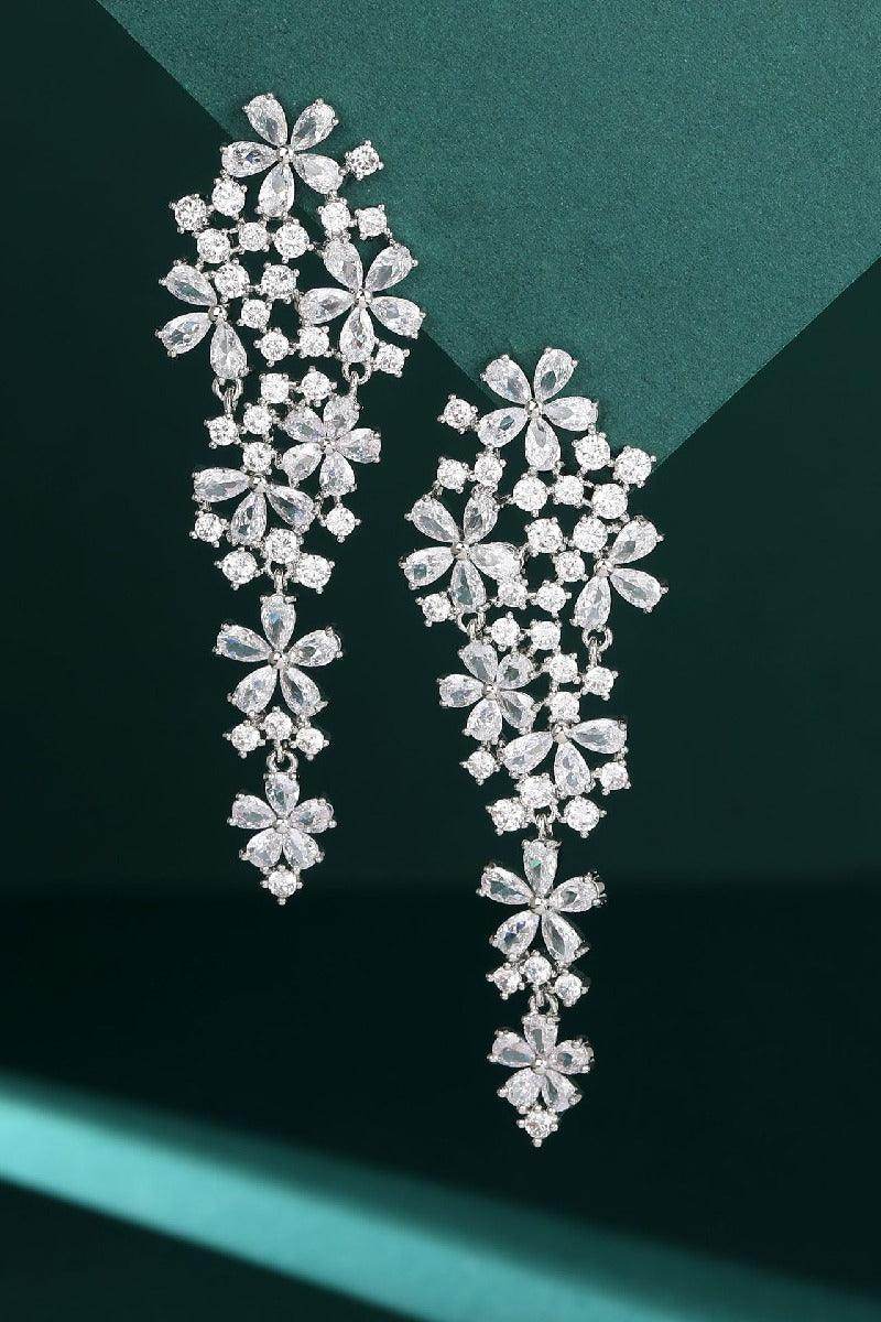 Colored zircon flower earrings 722044565739 - COCOMELODY