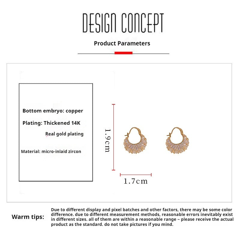 Micro-encrusted zircon bag earrings 693037597905 - COCOMELODY