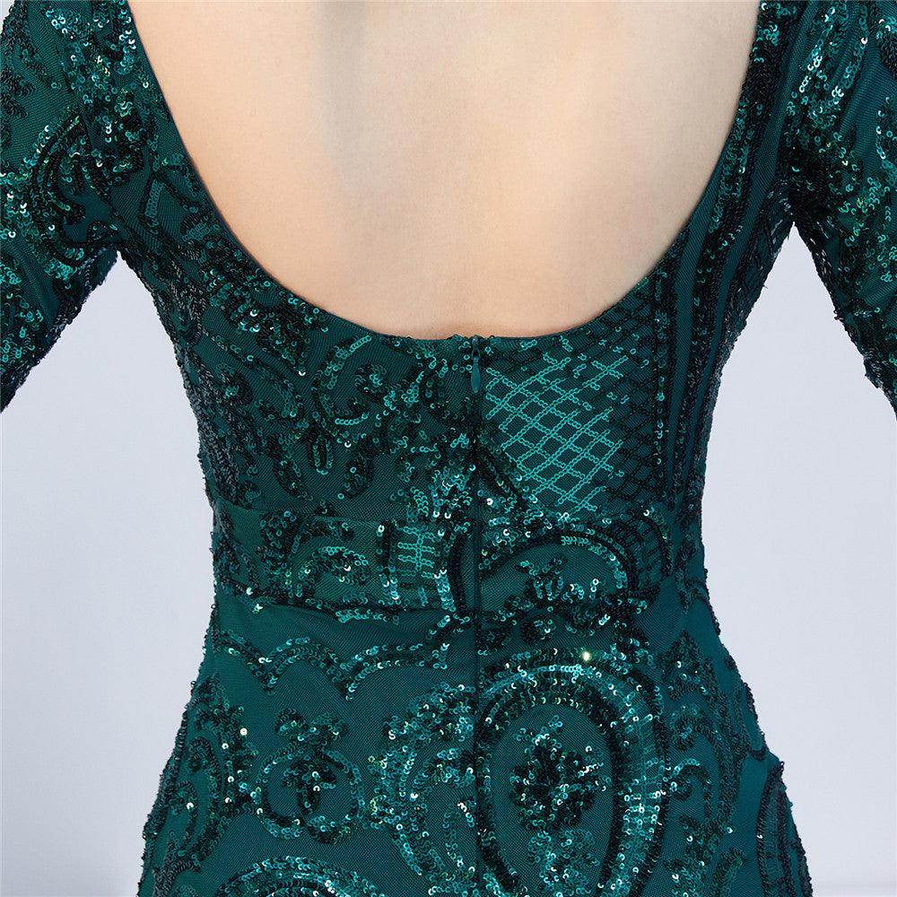 Sheath-column floor length sequined dress 646843637337 - COCOMELODY