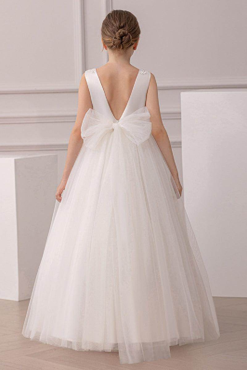 A-Line Scoop Neck Sleeveless Lace/Tulle Flower Girl Dresses 841846627093 - COCOMELODY