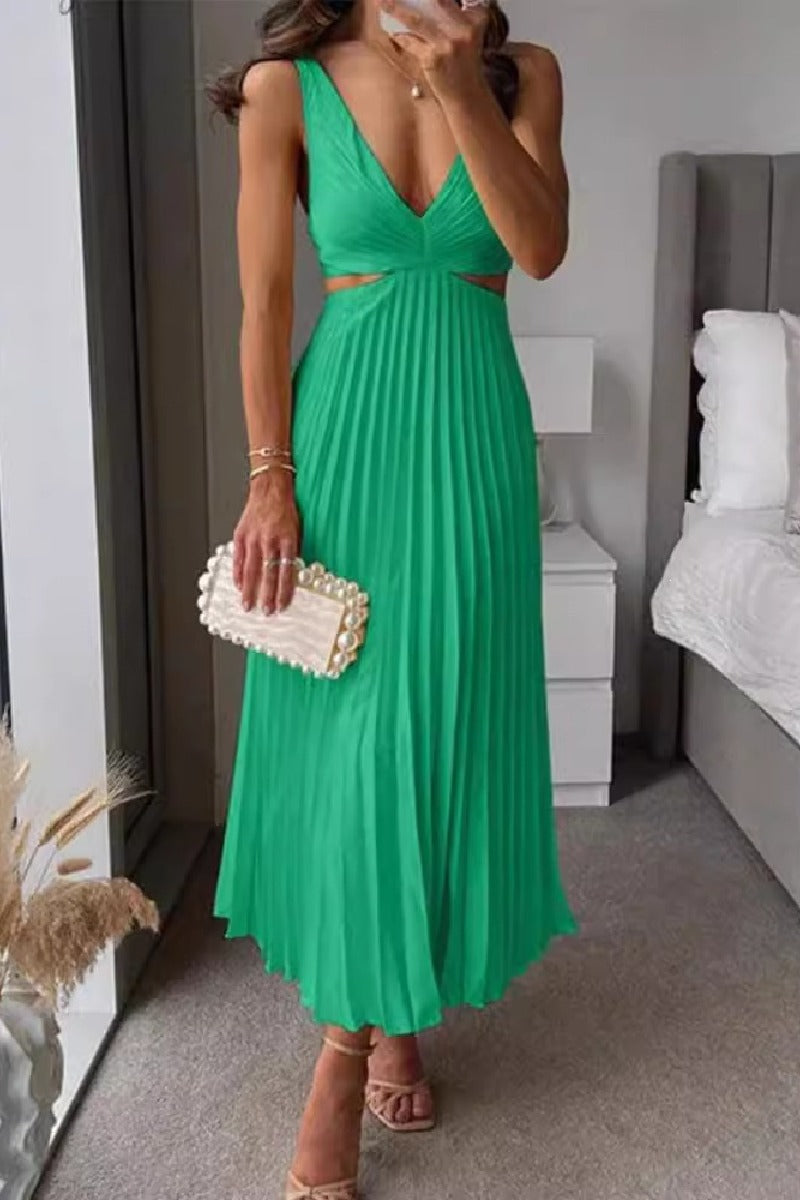 A-Line Tea Length Elastic Satin Wedding Guest Dress 1043657886538