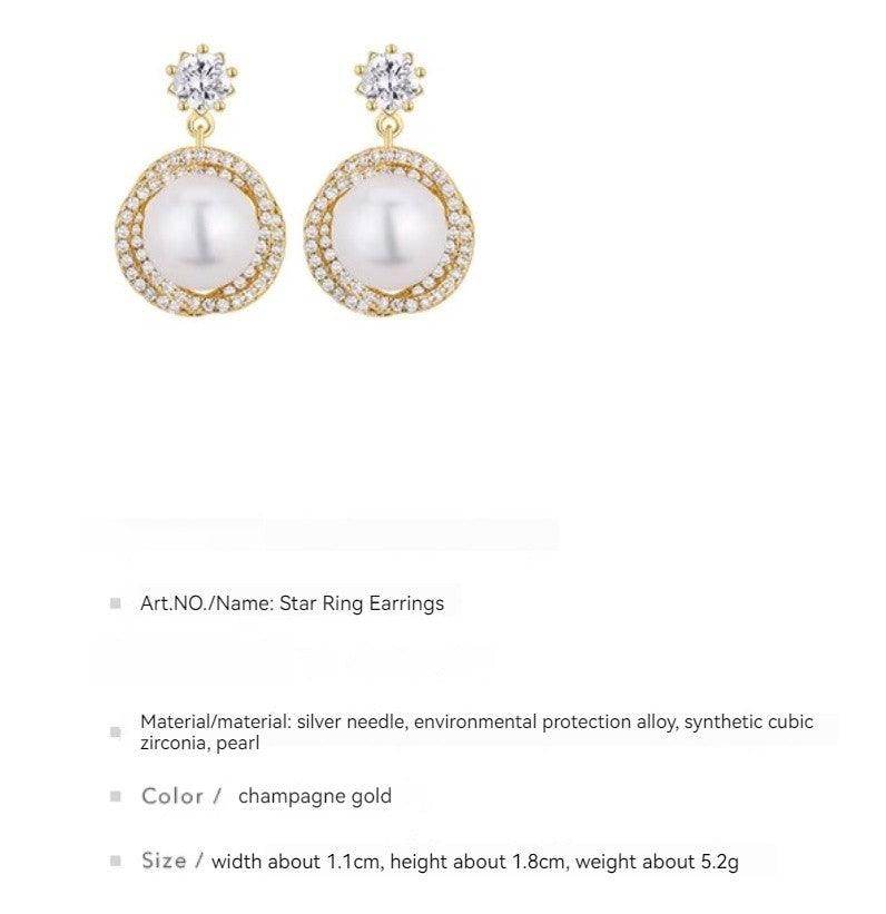 Star ring pearl earring girl light luxury 721667846903 - COCOMELODY
