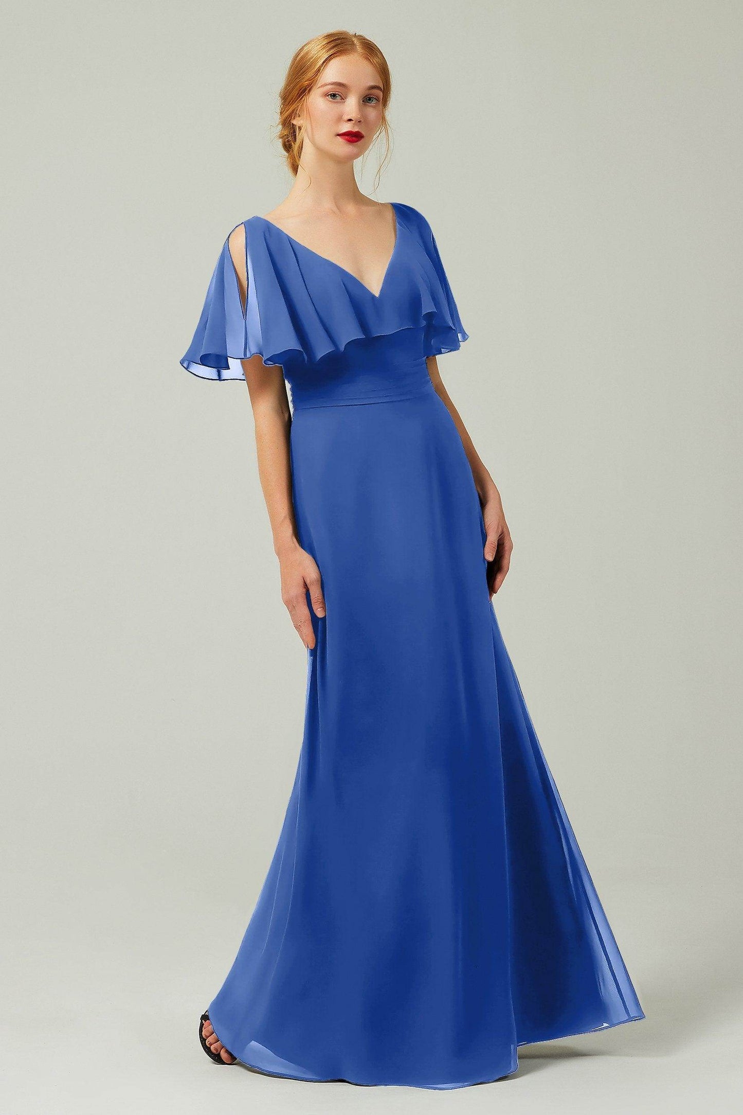 Sheath-Column Floor Length Chiffon Bridesmaid Dress Formal Dresses CB0341 - COCOMELODY