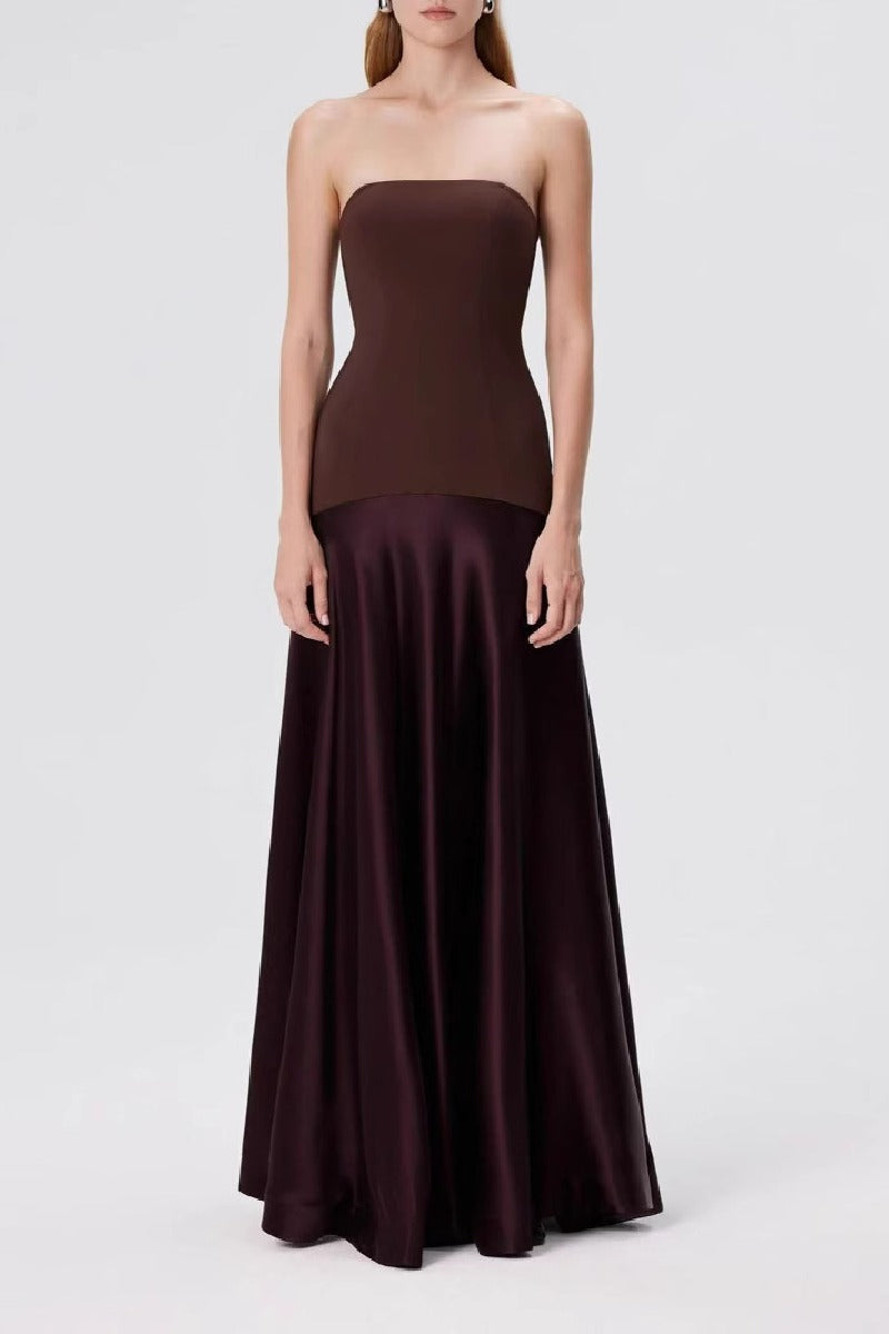 A-Line Maxi Satin Formal Wedding Guest Dresses 893459831892