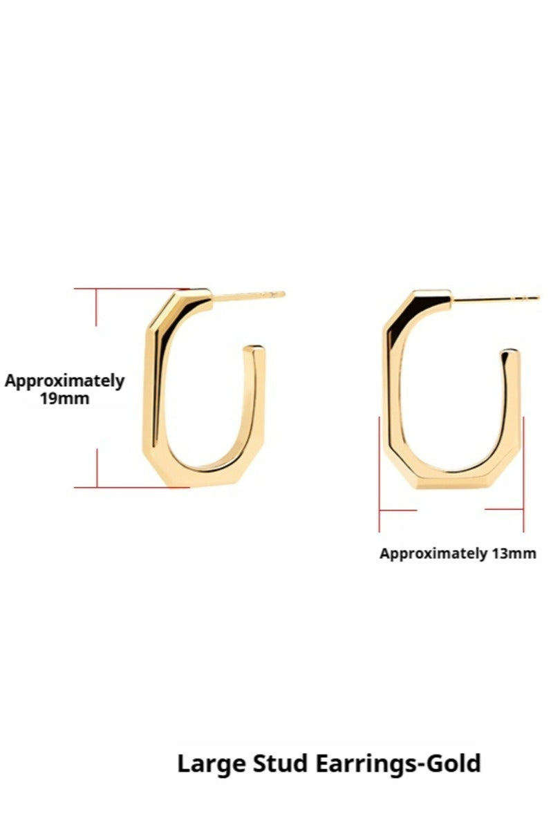 Post Geometric Hexagon Hoop Minimalist Open Earrings 993765592204
