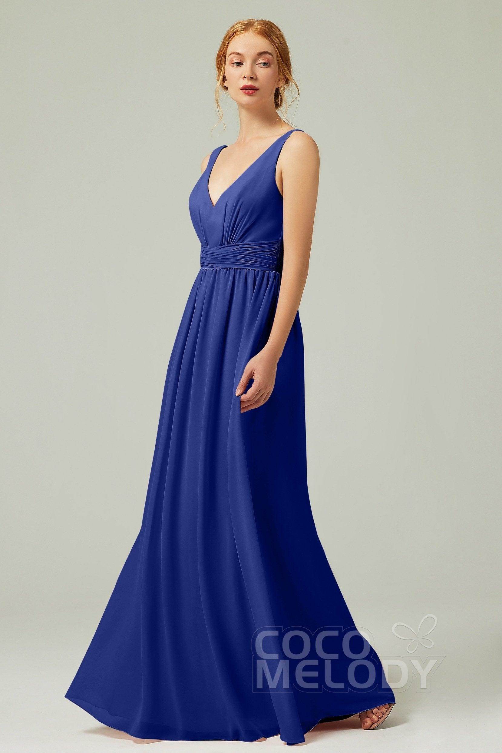 A-Line Floor Length Chiffon Bridesmaid Dress CB0318 - COCOMELODY