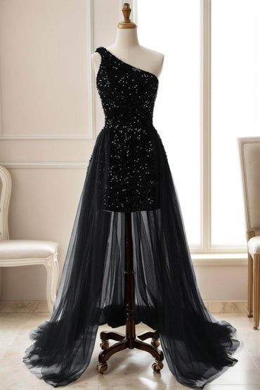 Sheath-Column Sweep-Brush Train Sequined Prom Dress CS0467 - COCOMELODY