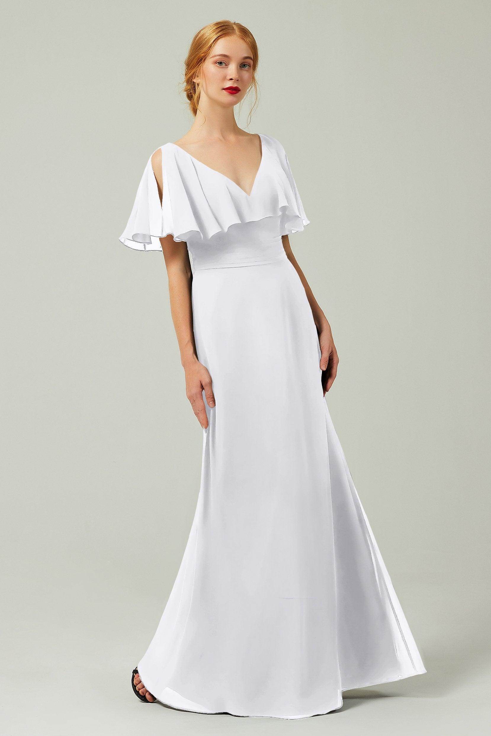 Sheath-Column Floor Length Chiffon Bridesmaid Dress Formal Dresses CB0341 - COCOMELODY