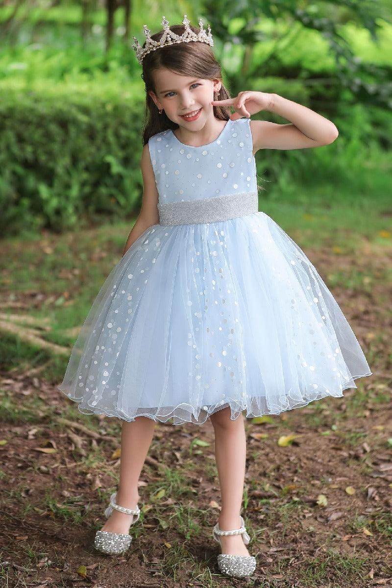 Ball-Gown Scoop Neck Sleeveless Dot Print/Tulle Flower Girl Dresses With Bow(s) 675366554705 - COCOMELODY