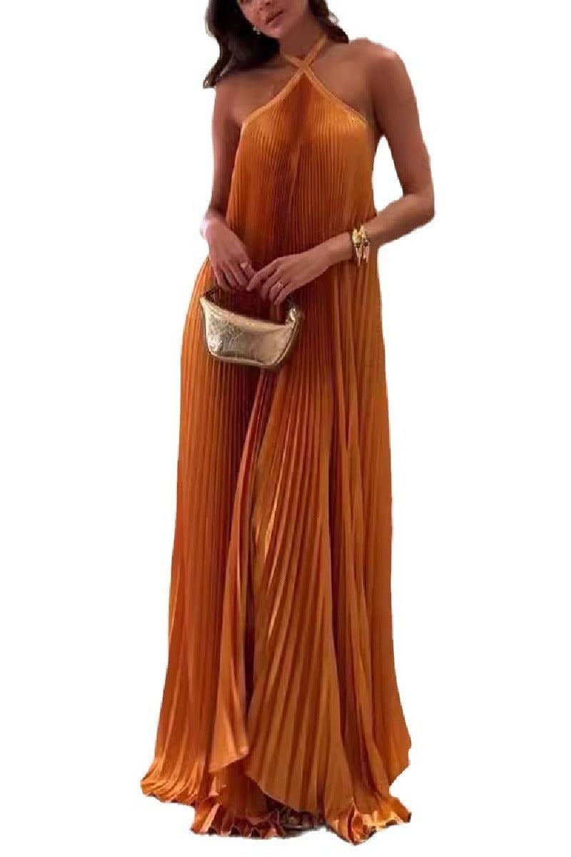 A-Line Floor Length Silk-Like Wedding Guest Dress 833160632824 - 10 Days / Brown / S - COCOMELODY