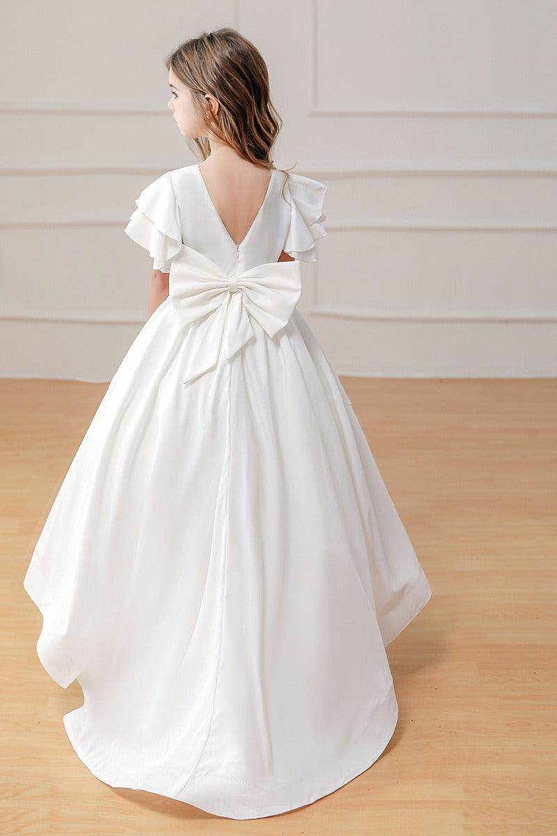 Ball-Gown/Princess Chiffon Sweep Train Flower Girl Dresses Pageant Dresses With Bow 805784889355 - COCOMELODY