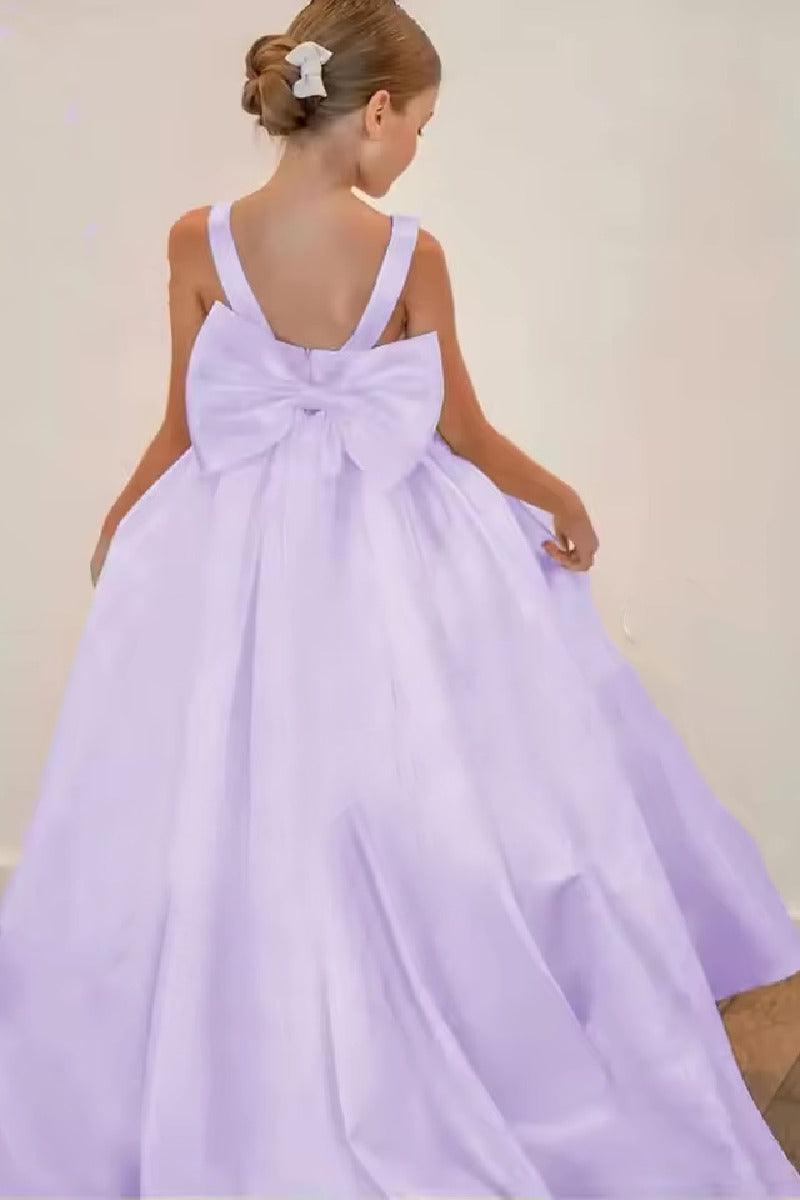 A-Line Sleeveless Sweep-Brush Train Stain Flower Girl Dresses 806139622858 - 7 Days / Purple / 2 - COCOMELODY