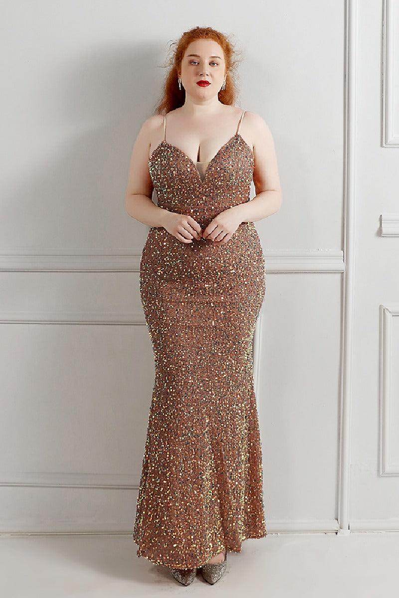Sheath-column floor length sequined dress 659602104763 - COCOMELODY