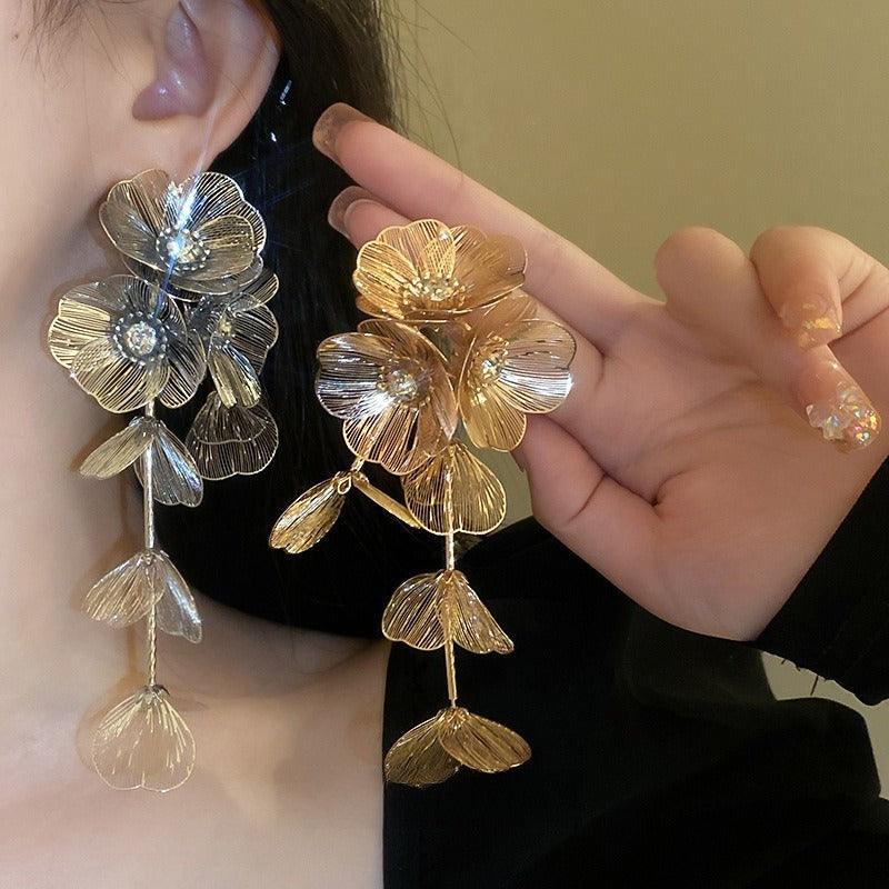 Floral tassel earrings Heavy metal long earrings Fashion earrings 726743719985 - COCOMELODY
