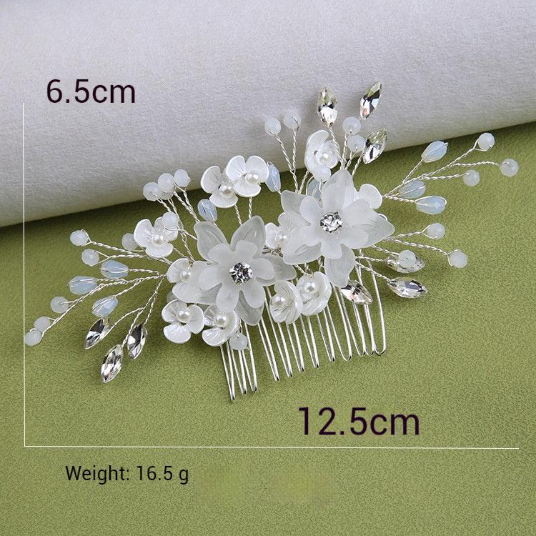 White pearl Pan Hair comb ornaments Handmade flower headdress bridal ornaments 728343527290 - Gold / 7 Days - COCOMELODY