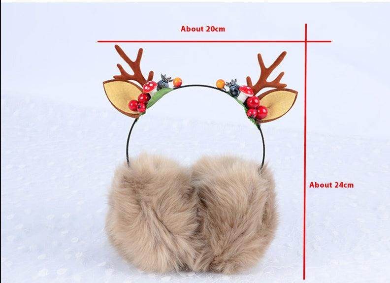 Christmas elk antlers Winter warm earmuffs Cute cat ear headband headdress 849465740917 - COCOMELODY