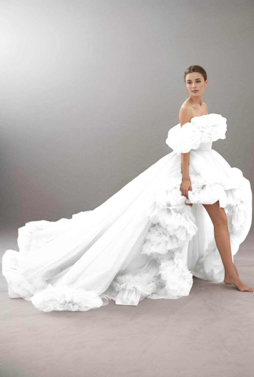 A-Line Court Train Tulle Prom Dress CS0406 - COCOMELODY