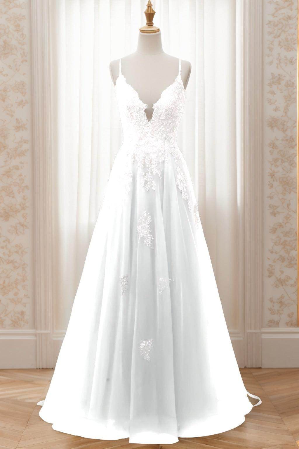 A-Line Sweep-Brush Train Tulle Prom Dress CS0463 - COCOMELODY