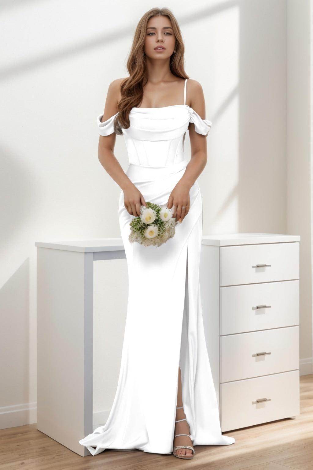 Trumpet-Mermaid Sweep-Brush Train Silk-Like Prom Dress CS0399 - COCOMELODY