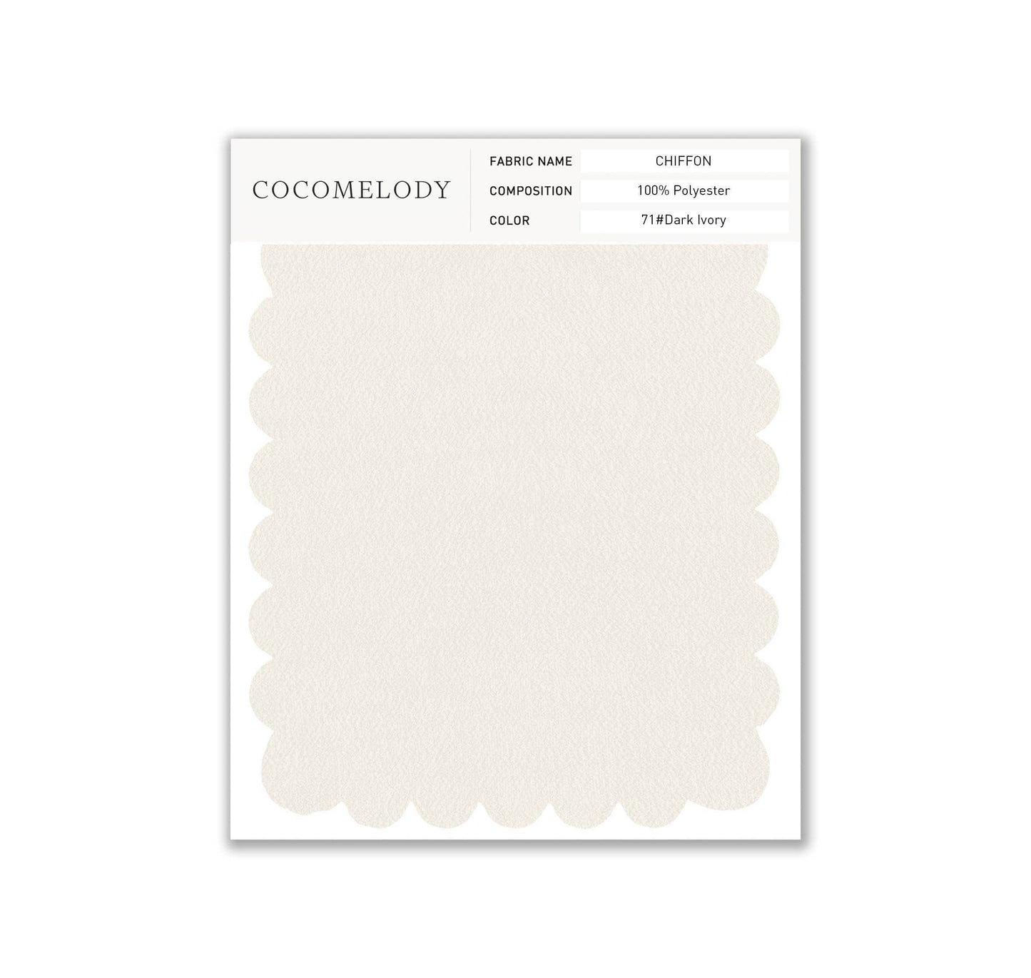 Chiffon Fabric Swatch in Single Color SWCH16001 - COCOMELODY