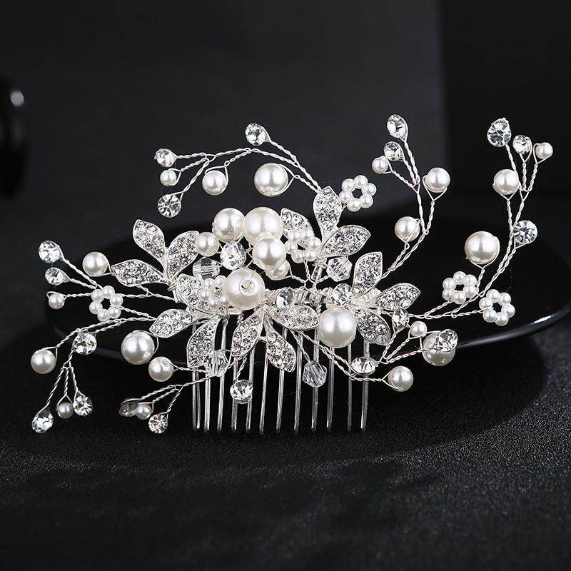 Bridal headwear Wedding accessories Handmade pearl hairdo Combs 524354077005 - COCOMELODY