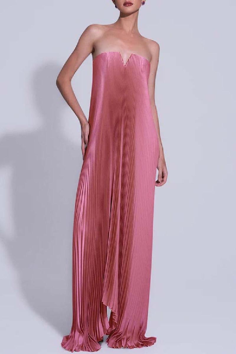 A-Line Floor Length Bronzing Fabric Wedding Guest Dress 907613533835 - 10 Days / Pink / S - COCOMELODY