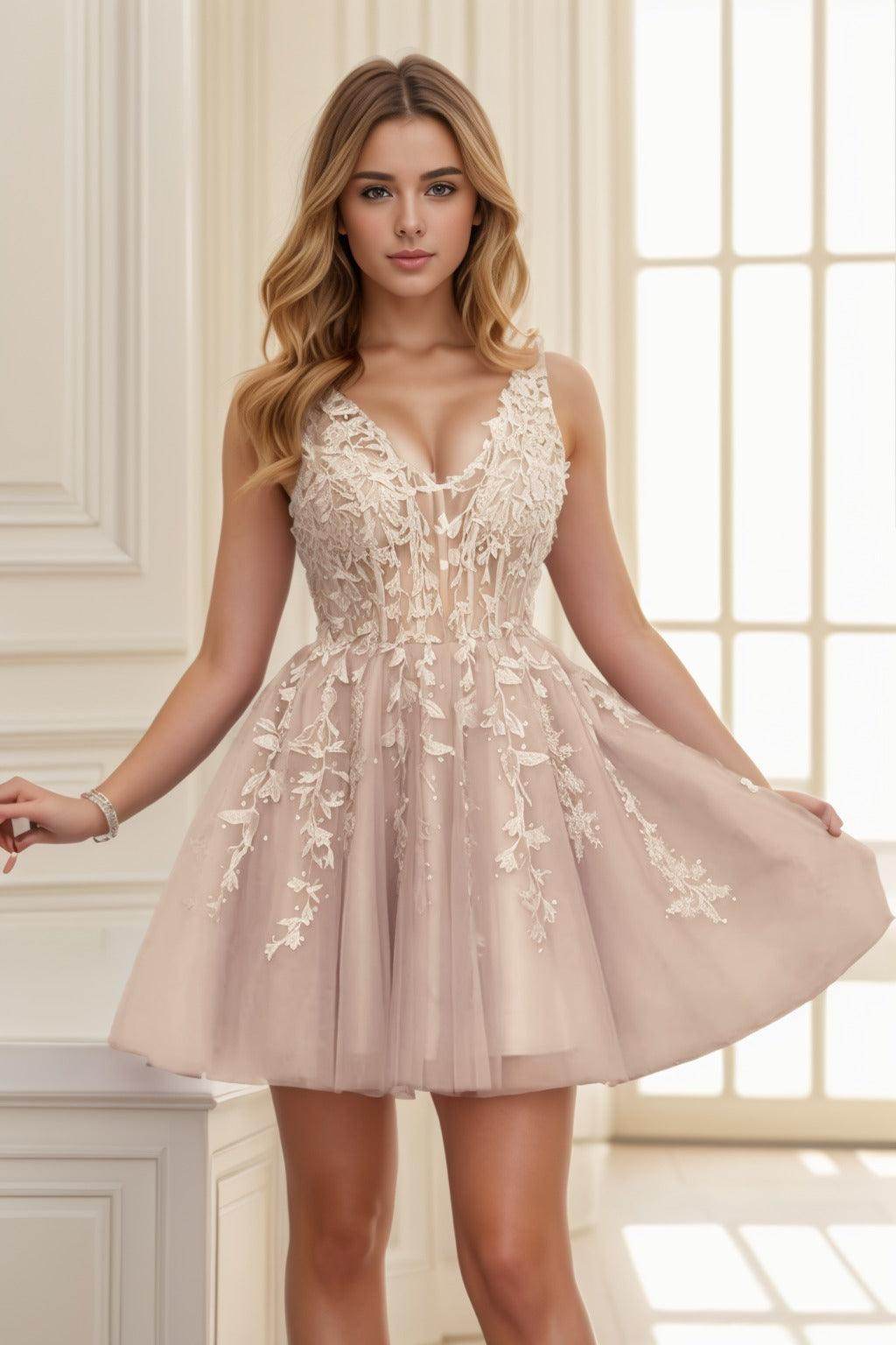 A-line Short-Mini Tulle Prom Dress CS0410 - COCOMELODY
