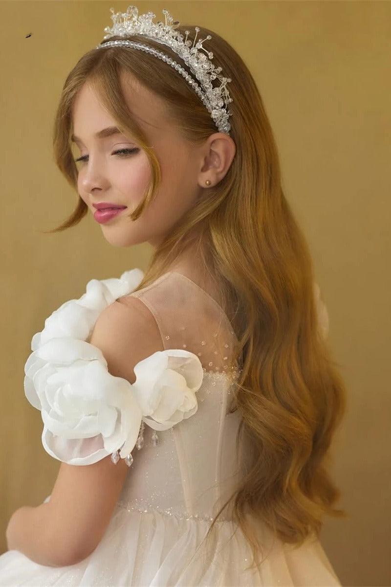 Off-The-Shoulder Organza Flower Tulle Flower Girl Dresses 915511718620 - 7 Days / As Picture / 2 - COCOMELODY