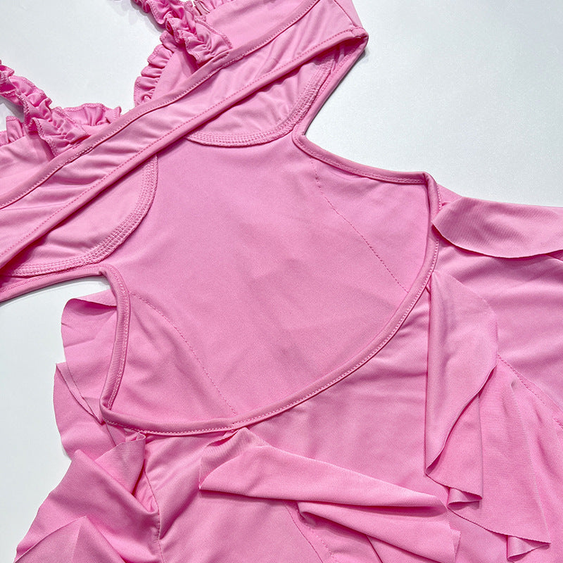 Peplum halter skirt backless sexy hip wrap cocktail dress 814678410374