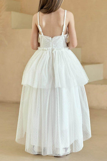 A-Line Sweetheart Neckline Sleeveless Asymmetrical Tulle Flower Girl Dresses 870928364976 - COCOMELODY