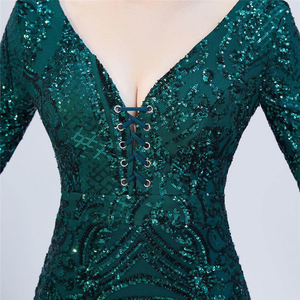 Sheath-column floor length sequined dress 646843637337 - COCOMELODY
