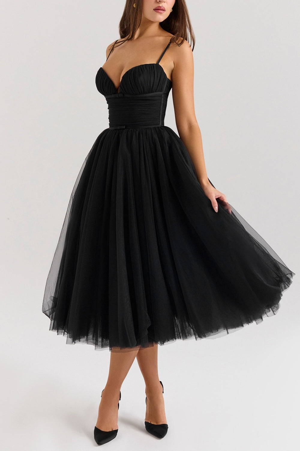 A-line Spaghetti Strap Tulle Formal Evening Dresses 854604954195