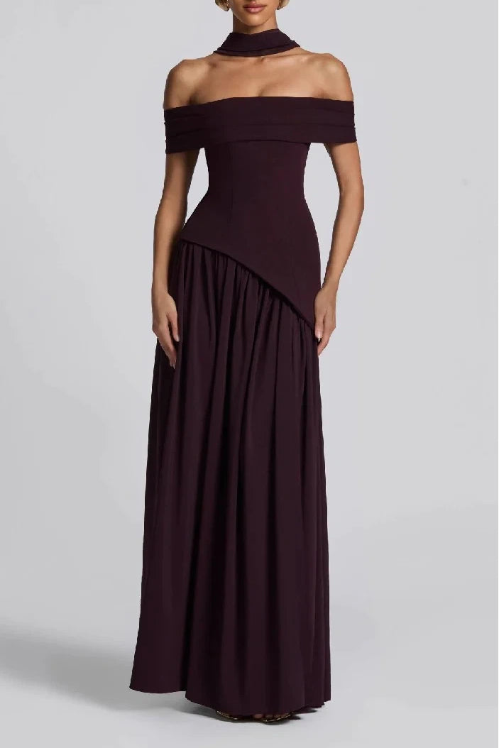 Sheath-Column Floor Length Silk-Like Wedding Guest Dress 963358428274