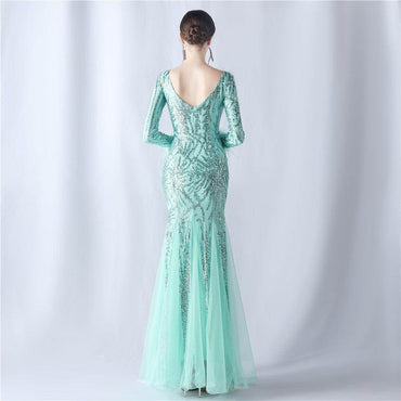 Trumpet-Mermaid Floor Length Sequins Dress 785114258670 - COCOMELODY