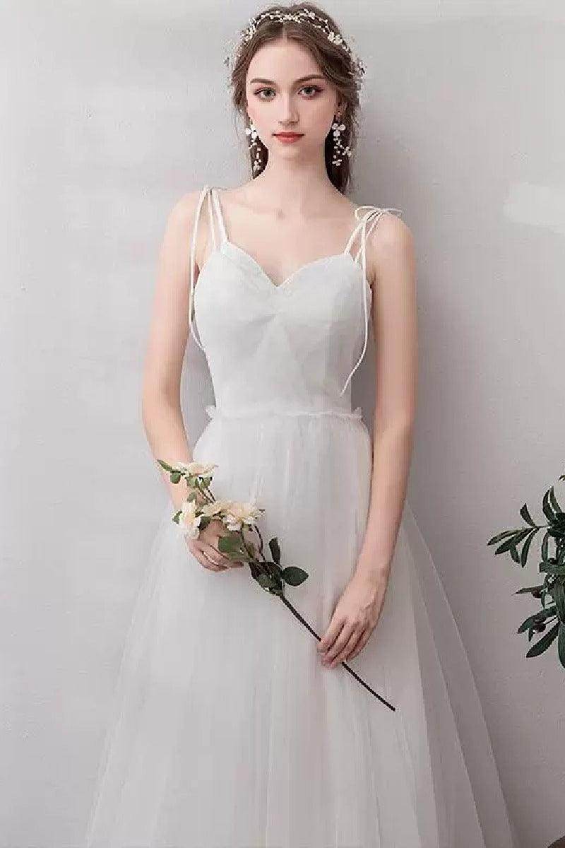 A-Line Floor Length Tulle Wedding Dress 725272414681 - COCOMELODY