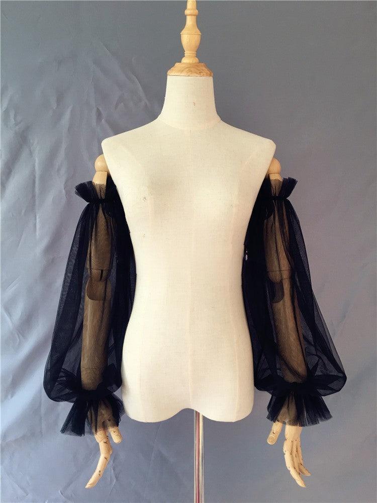 Ruffled black elastic sleeves 583122974681 - COCOMELODY