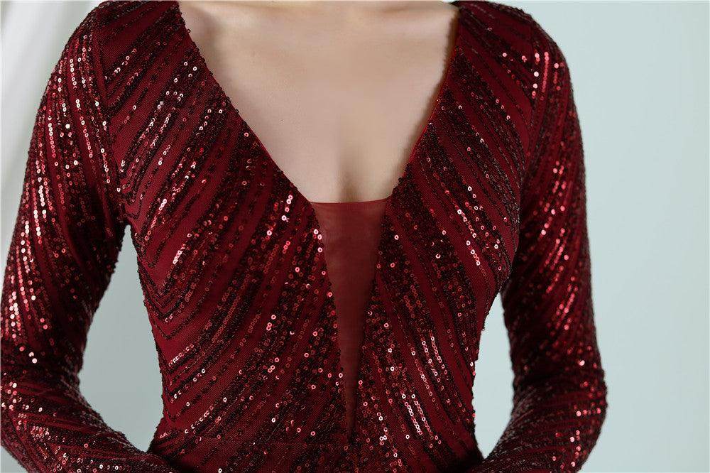 Sheath-column floor length sequined dress 677618007679 - COCOMELODY