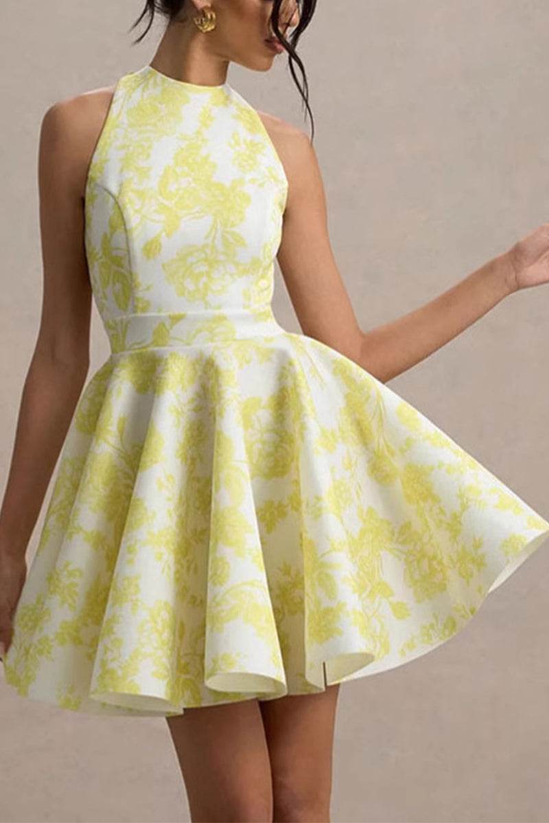 A-Line Mini Print Casual Wedding Guest Dresses 897041198034 - COCOMELODY