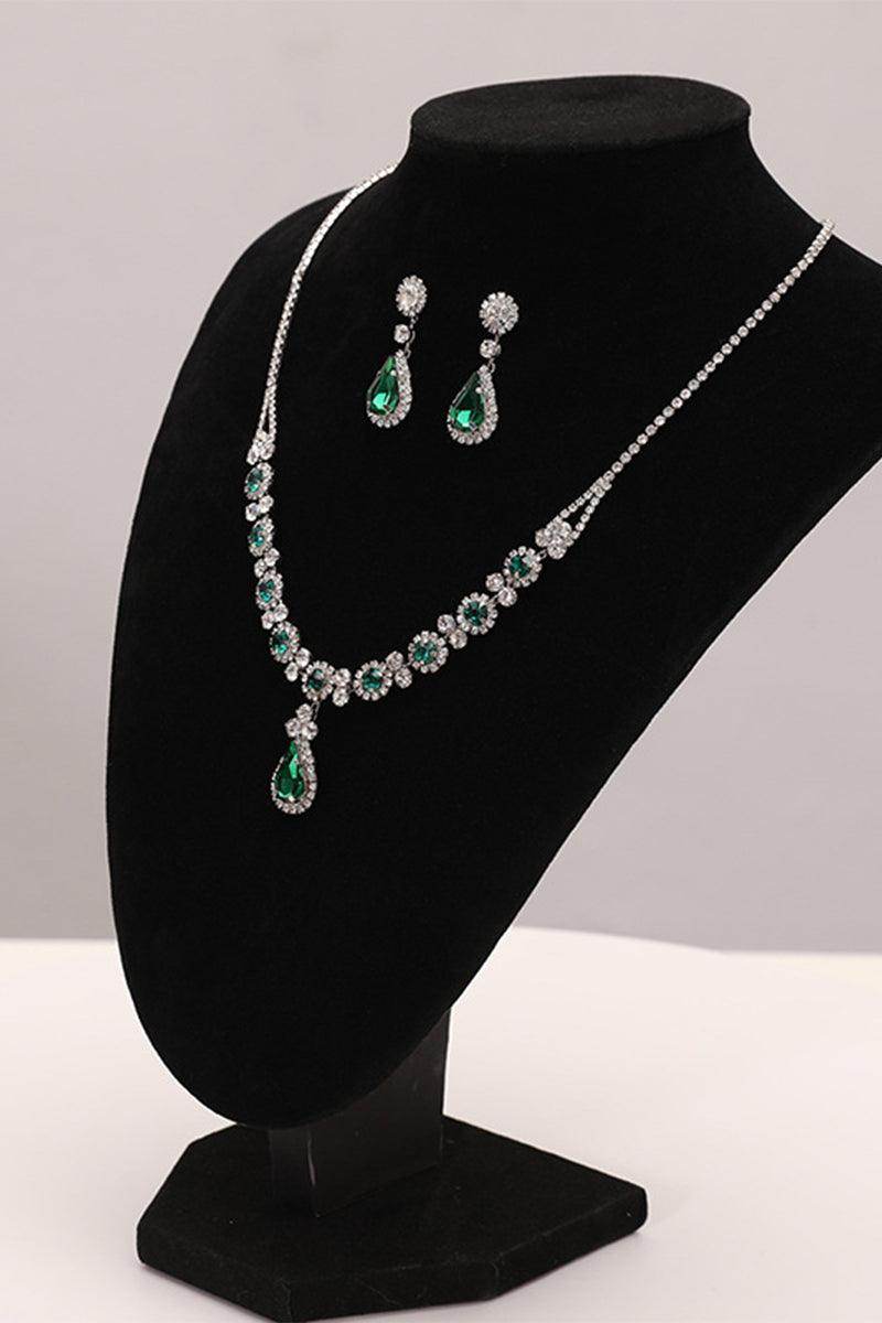 Alloy Rhinestone Necklace Earrings Jewelry 833119530382 - COCOMELODY
