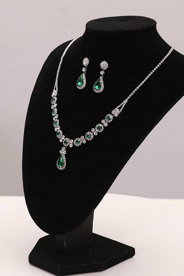 Alloy Rhinestone Necklace Earrings Jewelry 833119530382 - COCOMELODY