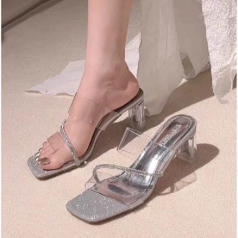 Chunky-heeled transparent sandals 935700981780 - COCOMELODY