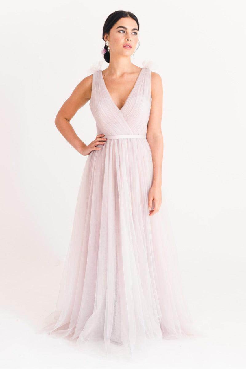 A-Line Maxi Tulle Bridesmaid Dress 775779850239 - COCOMELODY